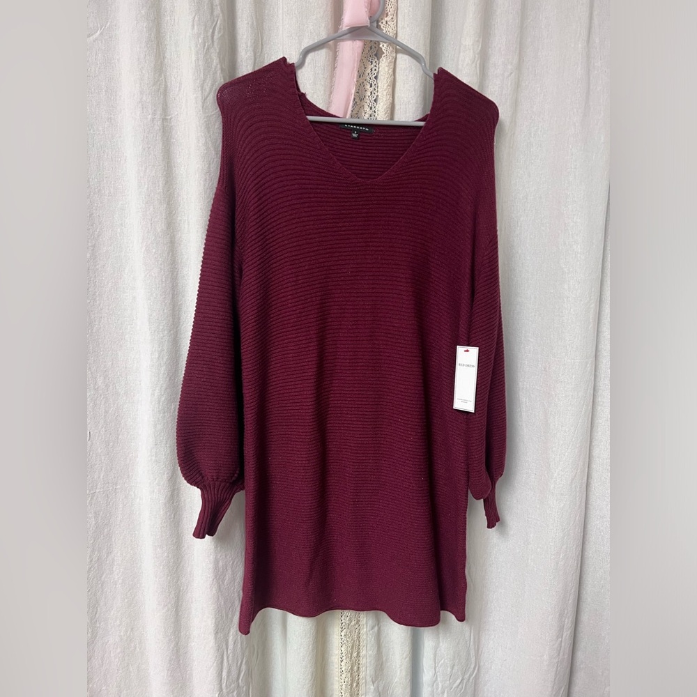 Red dress boutique size small balloon sleeve